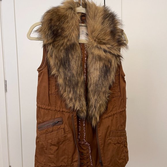 Anthropologie Hei Hei Faux Fur Vest, Removable Collar, Size XS - Picture 3 of 9